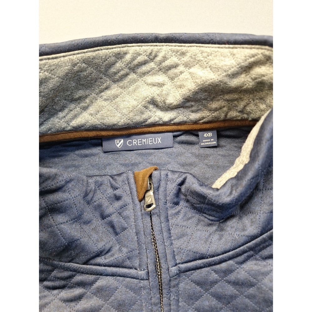 Daniel Cremieux Men's 4XB Blue Quilted Full Zip Vest Suede Shoulder Trim Preppy - Picture 3 of 10